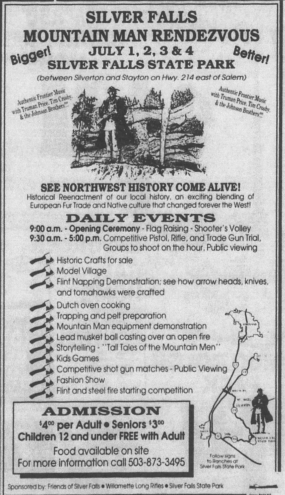 SILVER FALLS MOUNTAIN MAN RENDEZVOUS JULY 1, 2, 3&4 SIL