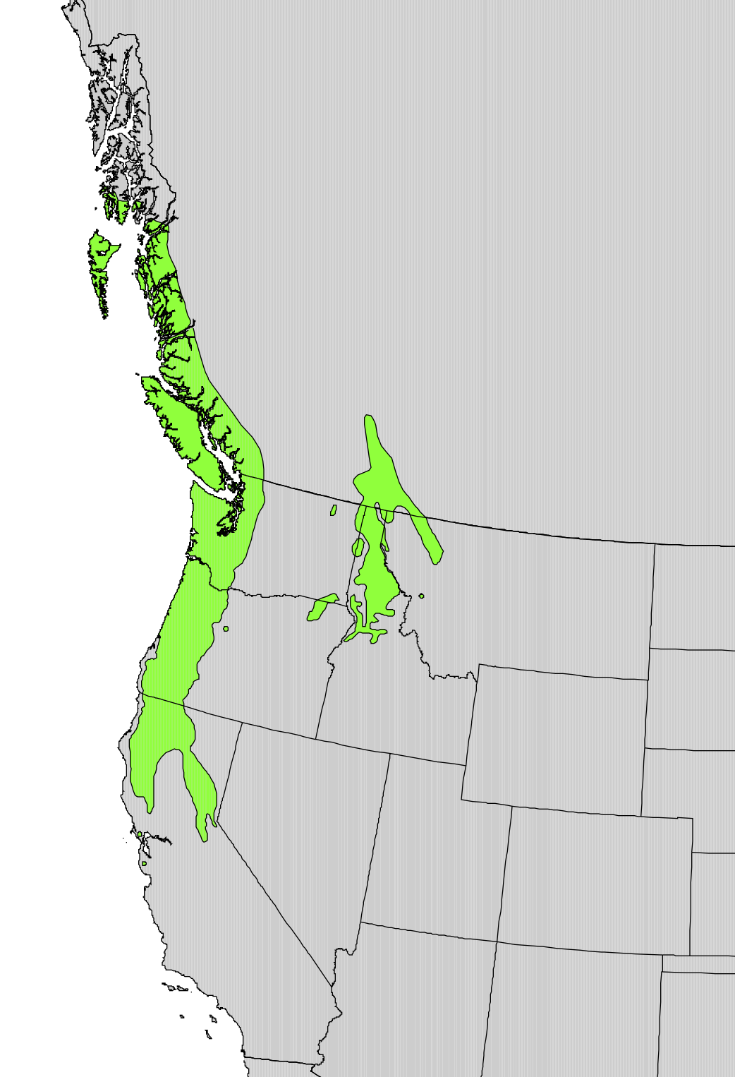 Distribution map of Taxus brevifolia