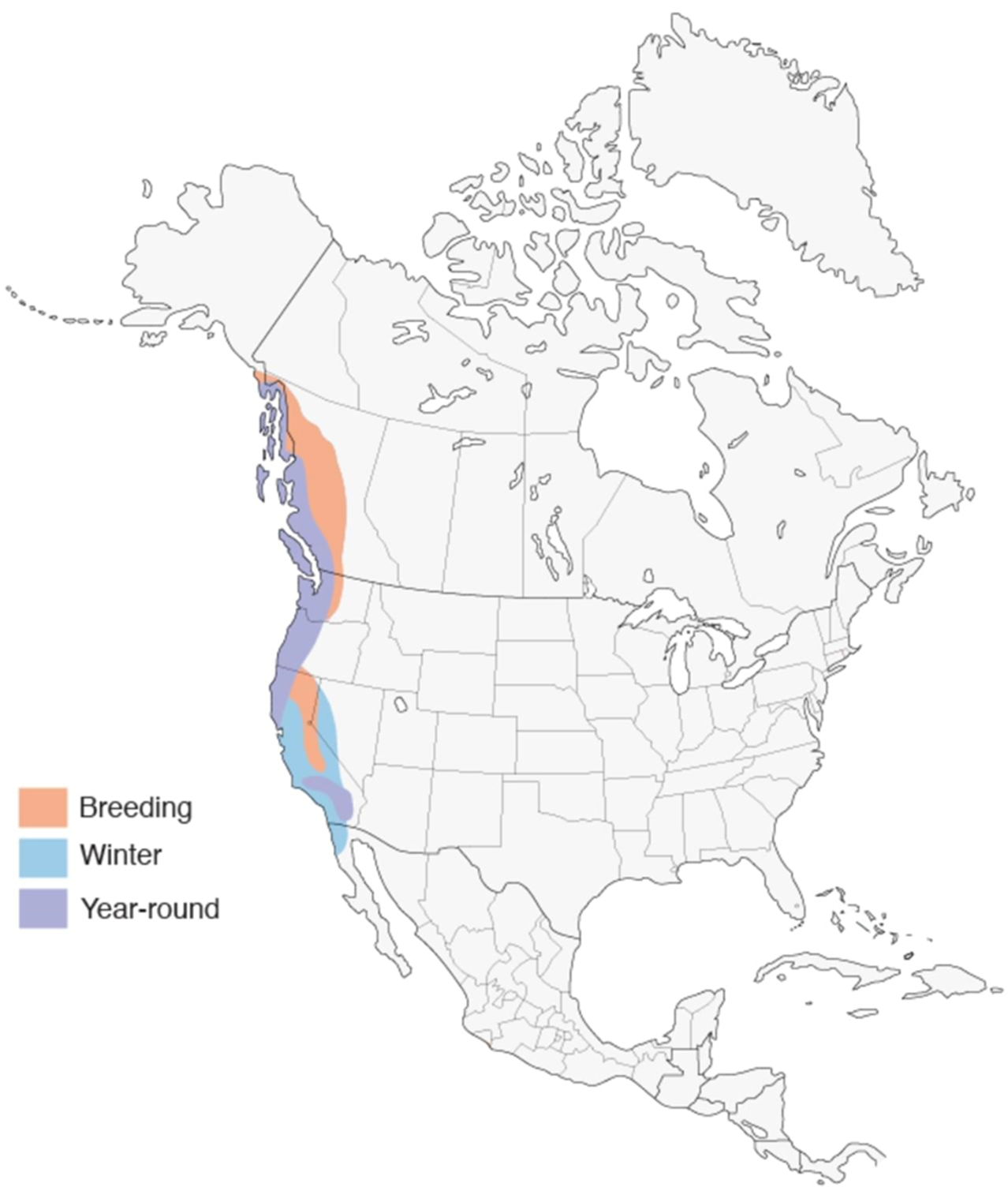 Distribution map of the red-breasted sapsucker
